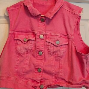 Torrid Pink Denim Vest with Metal Button